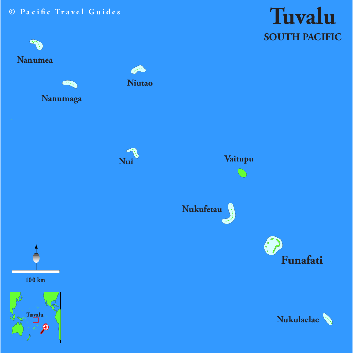 Tuvalu sud pazifik karte